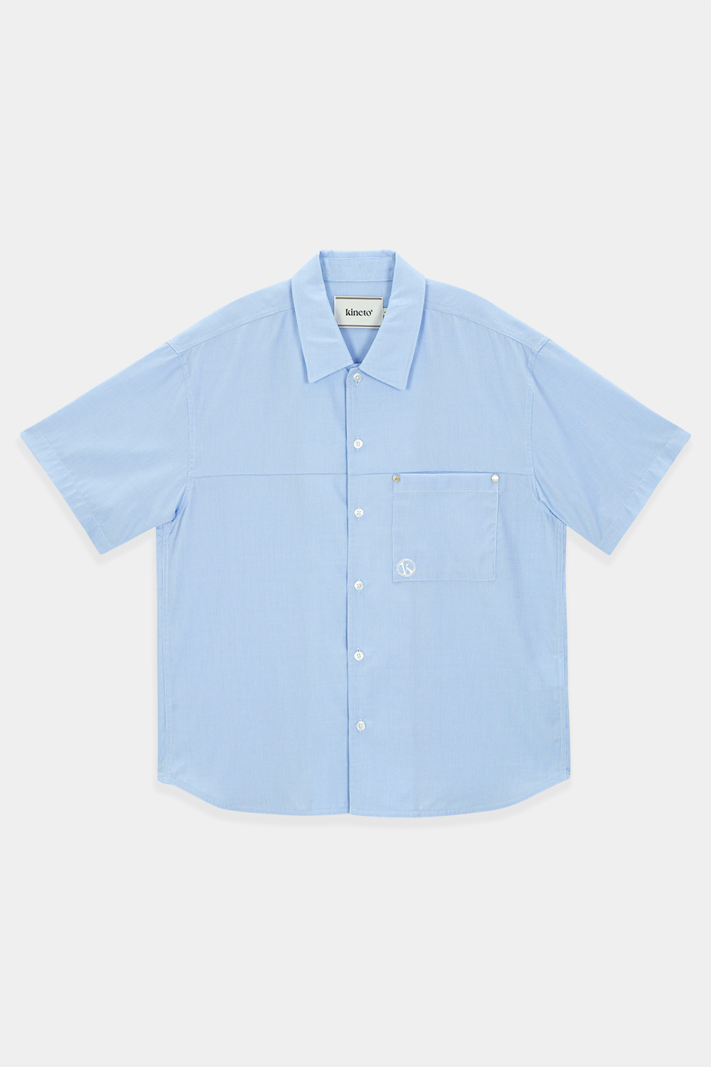 Convertible Collar Stripe Shirt _Sky Blue