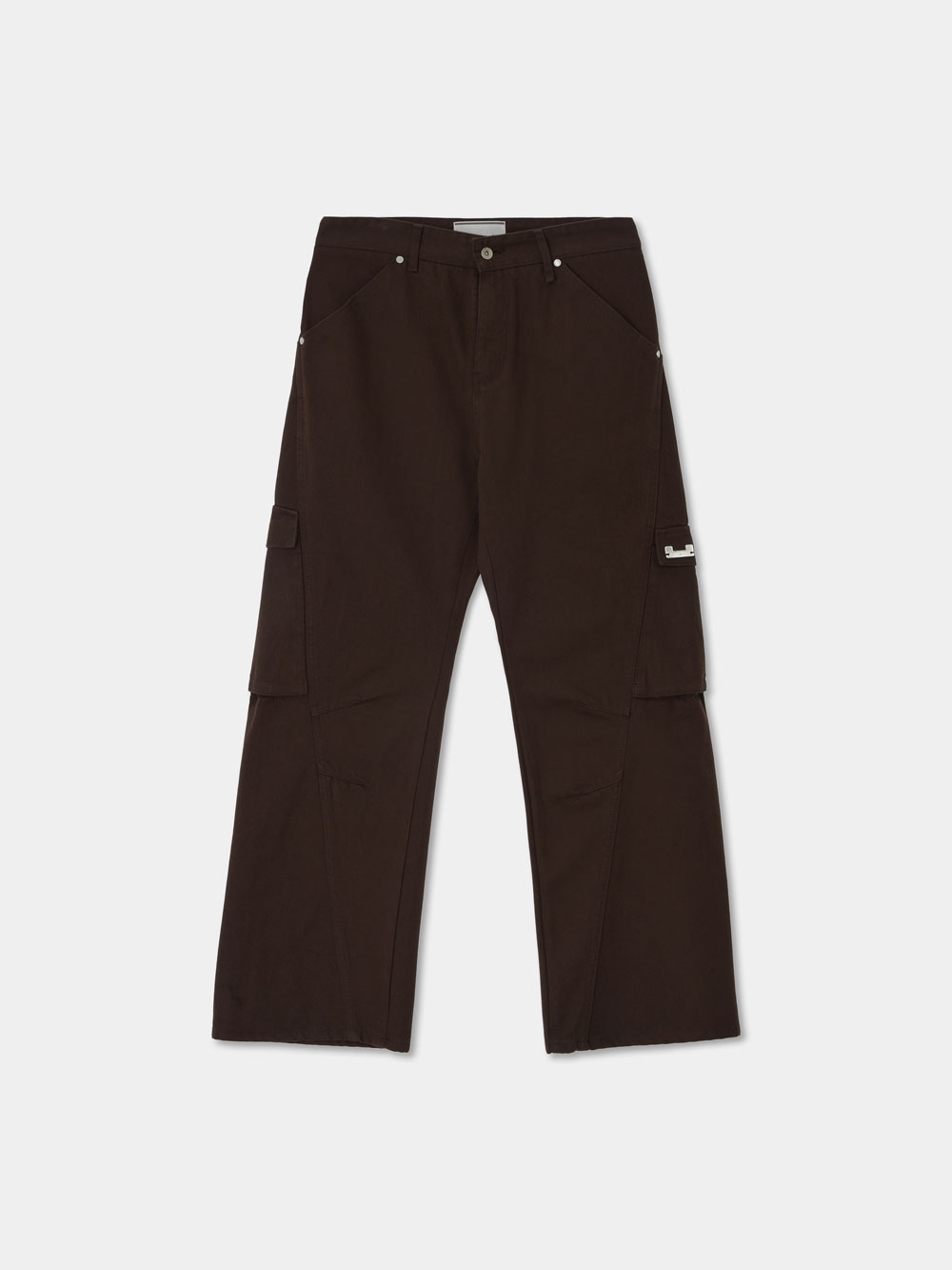 Wave Cutting Cargo Cotton Pants_Brown