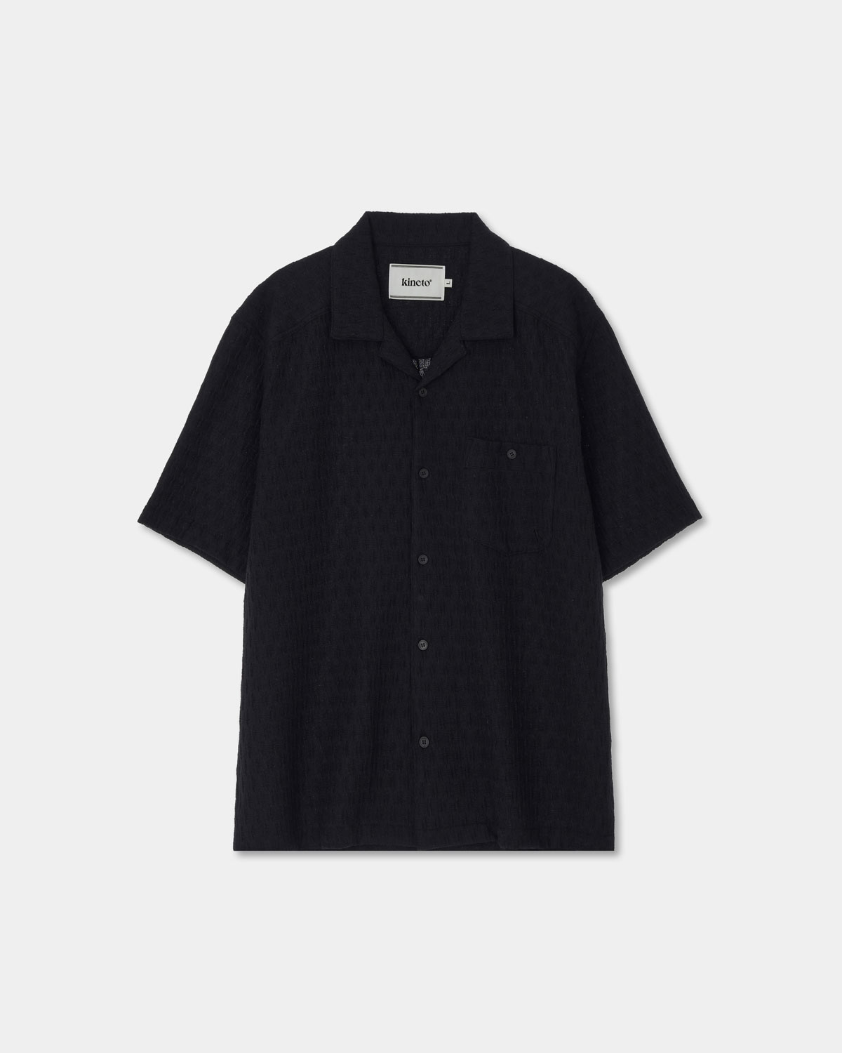 [Pre-Order] Wrikle Emboss Open Collar Shirt_Black_W_예약 배송 05/10