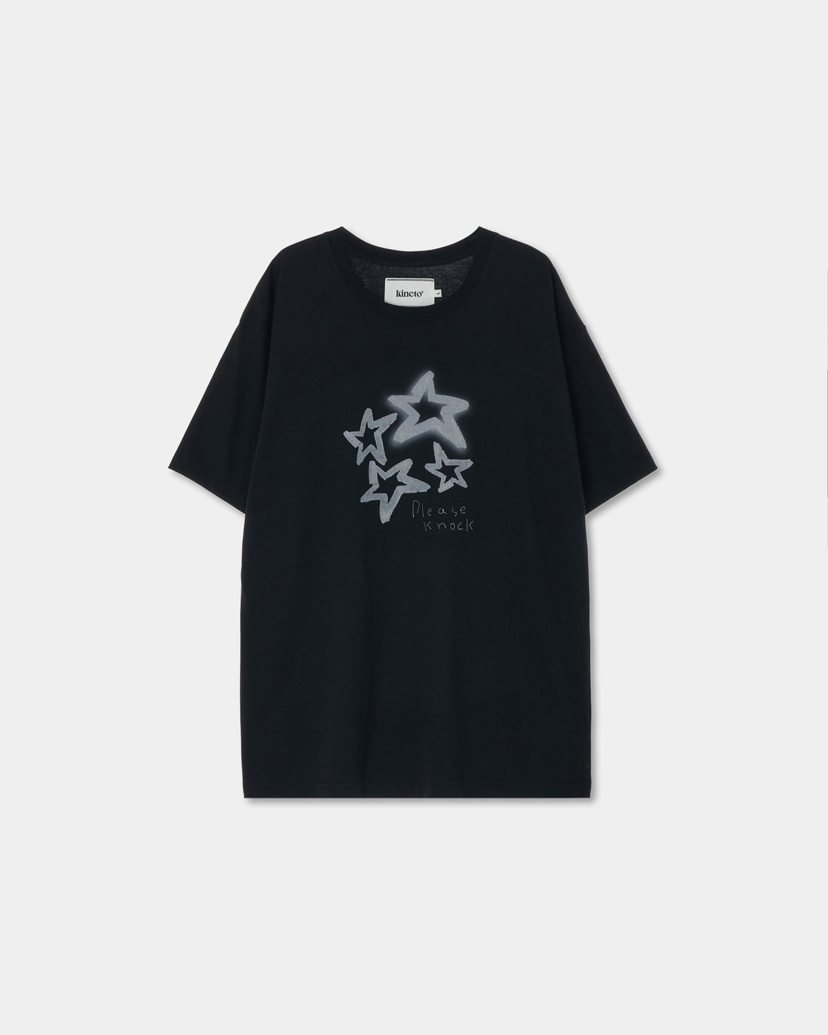 Star Shine Embo Print T-Shirt_Black_W