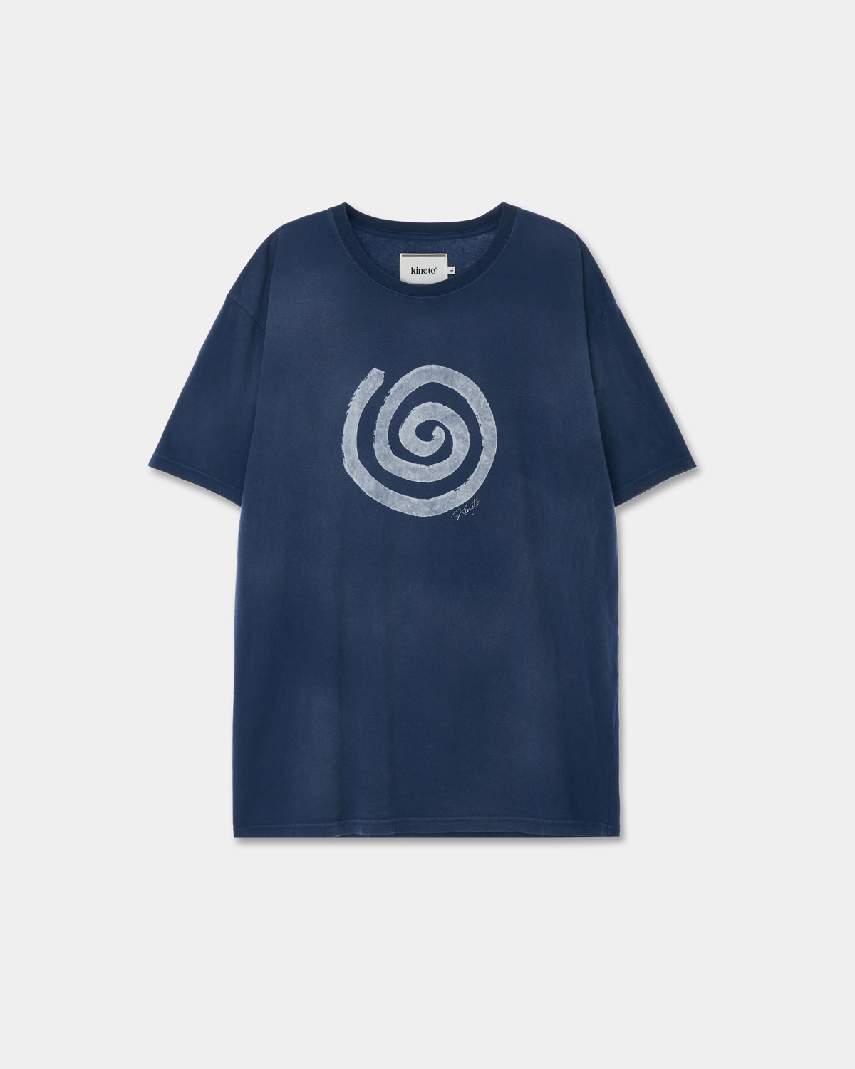 Sulfur Dyed Blow Wind Print T-Shirt _Dusty Blue_W