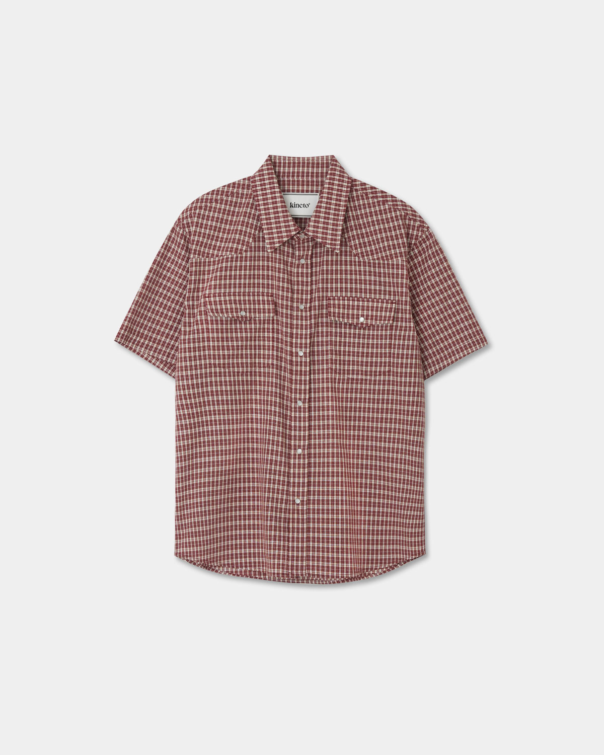 Western Checked Pattern Shirt_Burgundy_예약 배송 05/17