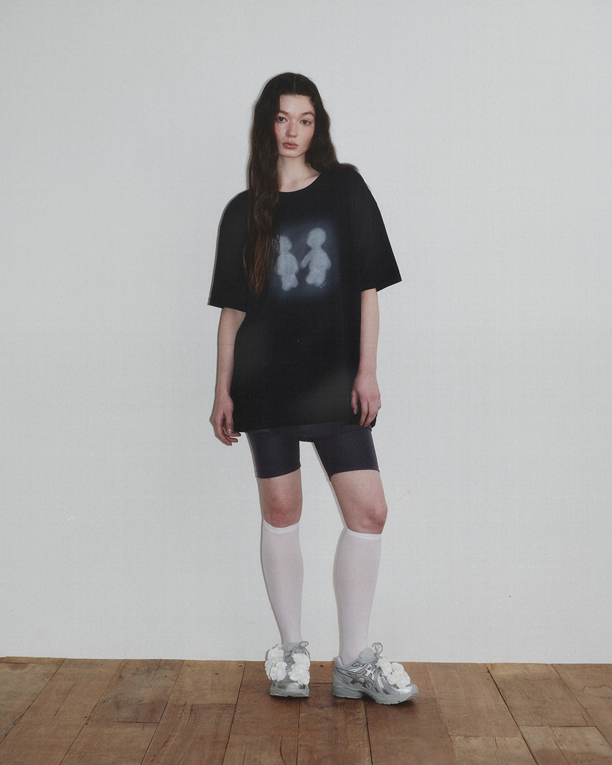 Sulfur Dyed Boy&amp;Girl Print T-Shirt_Dusty Black_W