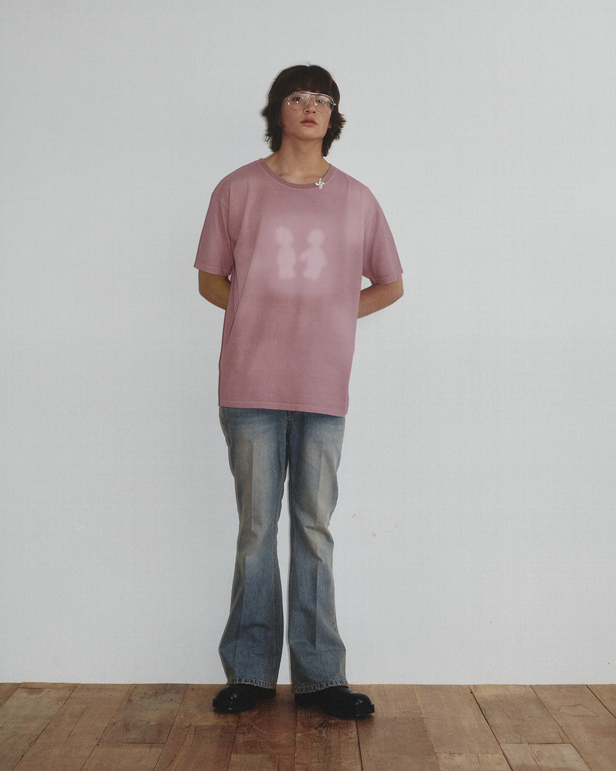 Sulfur Dyed Boy&amp;Girl Print T-Shirt_Dusty Pink