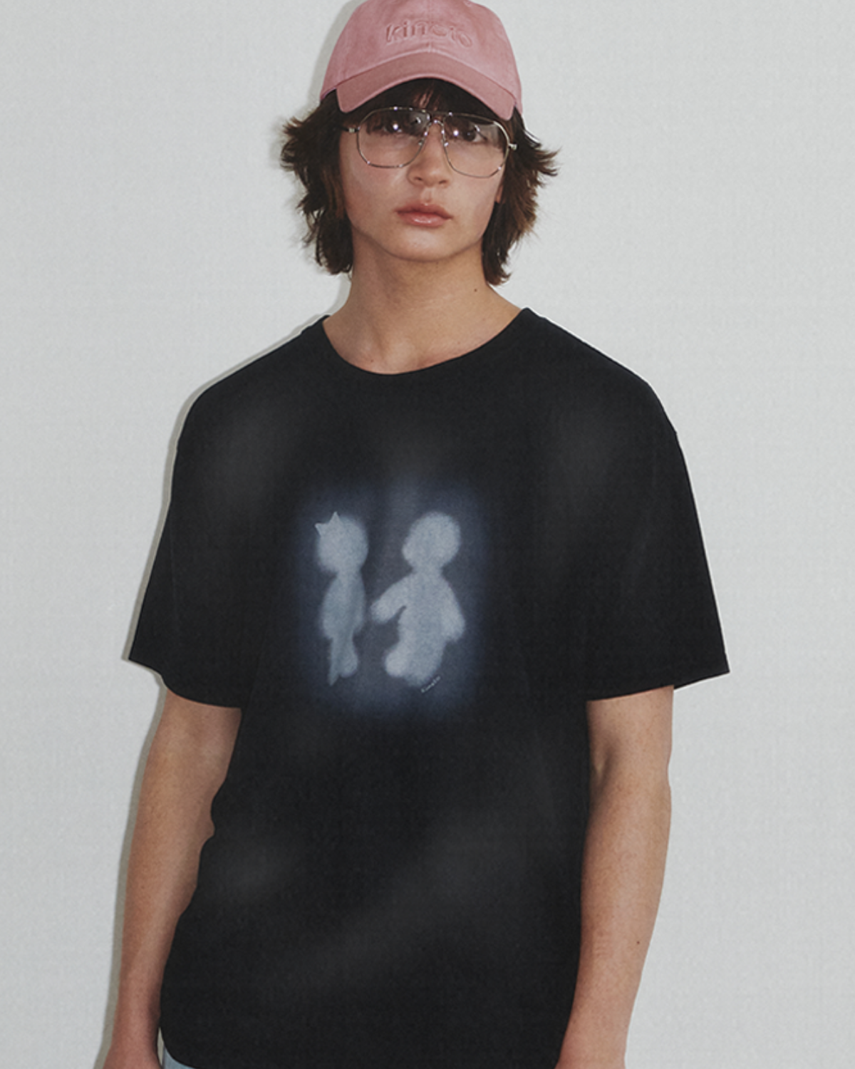 Sulfur Dyed Boy&amp;Girl Print T-Shirt_Dusty Black